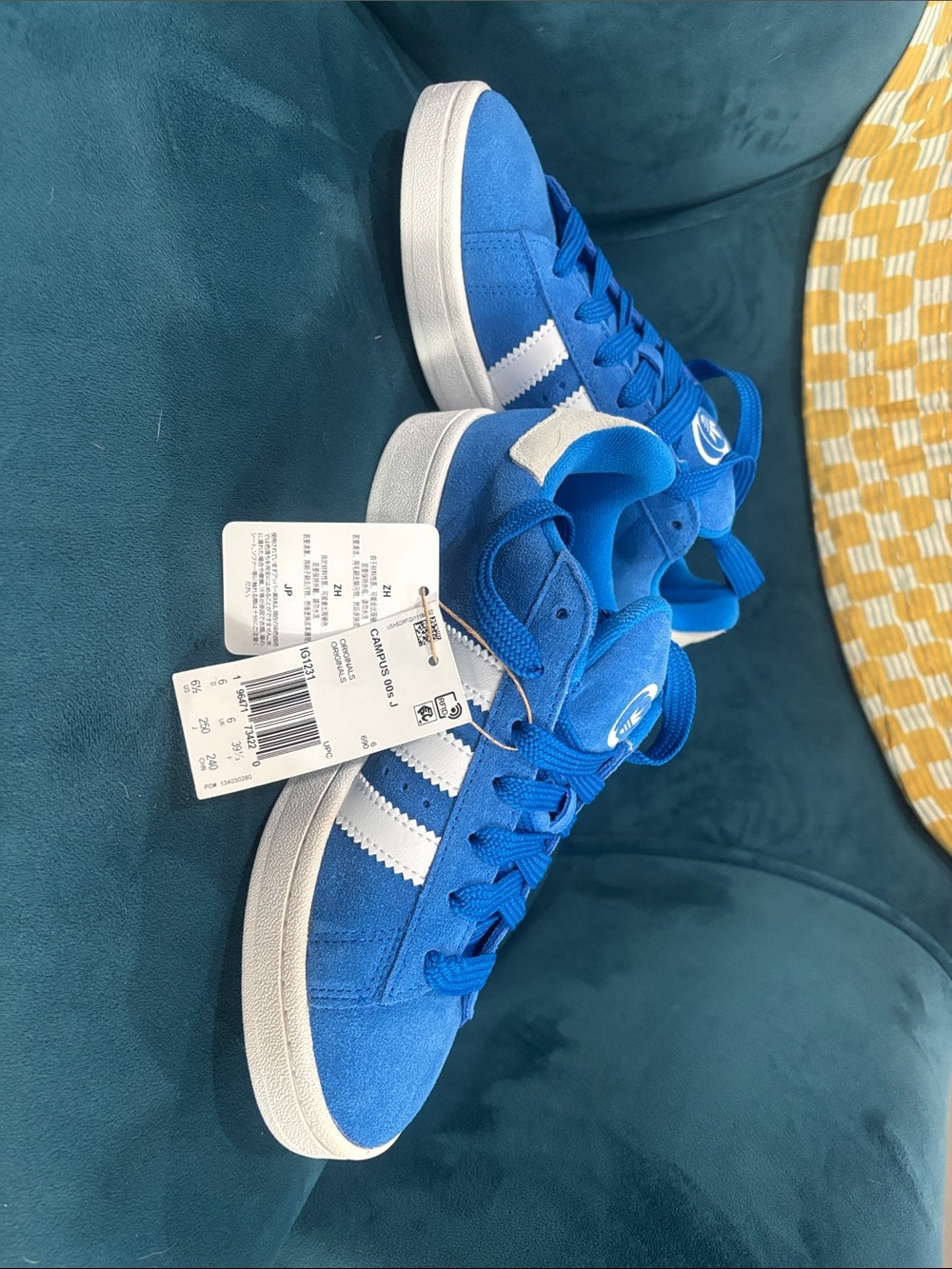adidas Kids Suede Sneakers in Bright Blue with White Stripes
